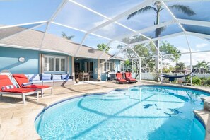 Sun drenched pool deck at Casa Botanica