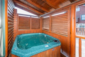 Relax in the private hot tub after your day of exploring