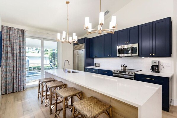 Fully stocked kitchen with pool access