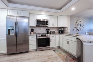 Kitchen with stainless steel appliances