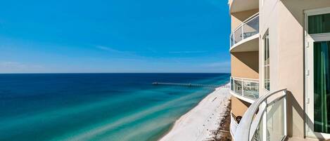 Enjoy scenic views of the Gulf of Mexico from your private balcony.