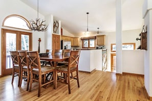 Beautiful wood flooring throughout the main level of the home.