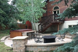 Soak away sore muscles in the new private hot tub!