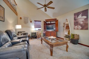 Living Room | Central Heat & A/C | Pet Friendly w/ Fee