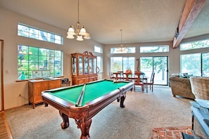 Main Living Space | Pool Table | Wood-Burning Stove