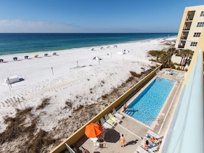 Balcony view to the west. - Pool/hot tub area just to the west under the balcony in 410.
