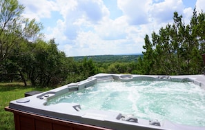 Large hot tub with a view.