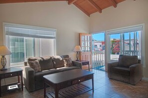 Inside photo showing family room and entry area