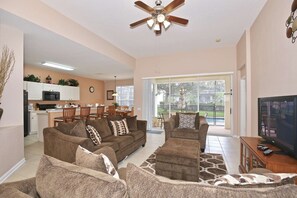Inviting Family Room w/New Furniture and Pool Access