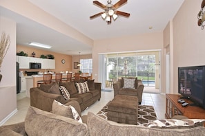 Inviting Family Room w/New Furniture and Pool Access