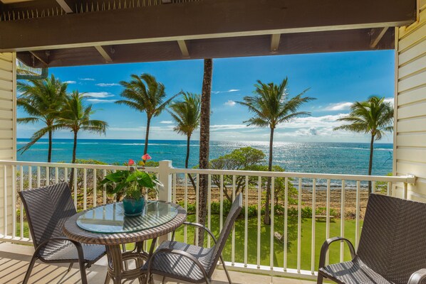 Enjoy beautiful oceanfront views from your lanai - The view from your private lanai.