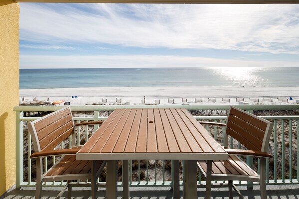 Balcony view - What a view!  Enjoy a meal on the balcony.