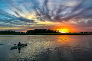Enjoy a spectacular sunset from the boat dock or from a kayak!