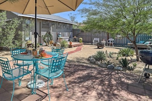 Furnished Patio | Charcoal Grill