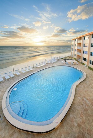 Heated Oceanfront pool with direct access to the beach