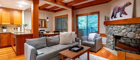 Main Floor - Living Room With Wood Burning Fireplace