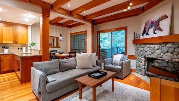 Main Floor - Living Room With Wood Burning Fireplace