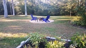 Hang out by the fire pit and roast marshmallows with the family! 4 Long Pond Drive Harwich Cape Cod New England Vacation Rentals-#BookNEVRDirectCapeRetreat