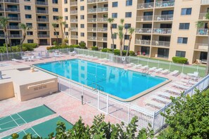 2x shuffleboard courts and largest heated pool in the area