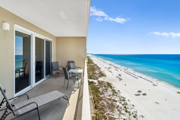 Gulf view balcony with plenty of seating.