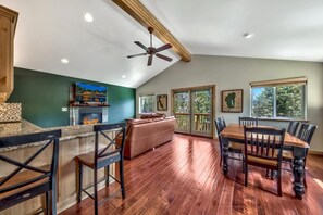 The upstairs family room has a game table for 6, plus 2 bar stools and excellent views