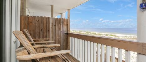 High Back Adirondacks on Gulf Front Deck