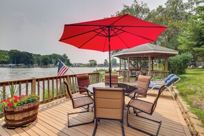 Property Exterior | Furnished Deck & Gazebo | River Access On-Site