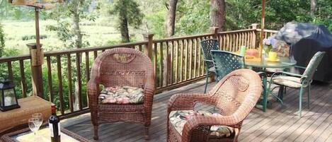 Large deck with gas barbecue-plenty of outdoor seating - 138 Soundview Avenue Chatham Cape Cod New England Vacation Rentals