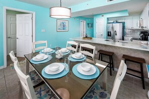 Dining Area - Just a beautiful theme throughout unit 208 Gulf Dunes dining table seats 6.