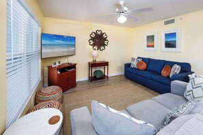 Living Room - Comfy, spacious area to take in the Gulf views or watch TV
