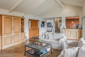 Living Room with Fireplace and HDTV