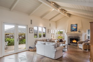 Living Room with Fireplace and HDTV