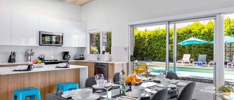Bright kitchen and dining area