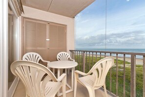 Plenty of seating and space on the balcony for you and your guest.