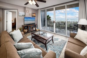 Living Room - Enjoy this amazing view of the beach right from your condo!