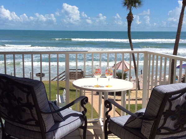 watching the waves on balcony