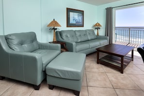 Open floor plans maximize the space in the condo - Living area offers amazing views of the gulf