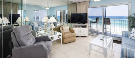 Living Room View - Just steps away from your private balcony!