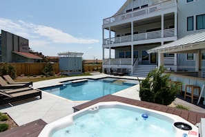 Cabana, pool and hot tub