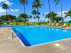 Swim in the ocean-view pool