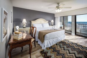 Gulf front Master bedroom with luscious ascent wall and balcony - Featuring a king size bed