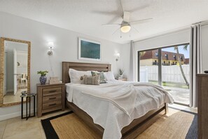 Wake up to sunlight streaming in! Slide open the doors for fresh air, morning coffee, and patio relaxation.
