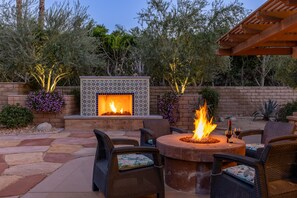 Not one, but two outdoor fireplaces!