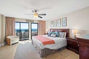 Master Bedroom - King size bed, great views and lots of space! Also a private entry to the beach front balcony.