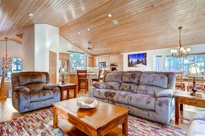 A view of the comfortable seating in the upstairs living room