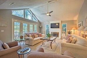 Living Room | 60-Inch Smart TV | Premium Cable Channels |