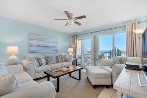 Large, comfortable family room with amazing gulf views