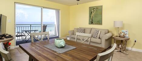 Lovely Gulf front living room - Enjoy the views from the beach front living room.