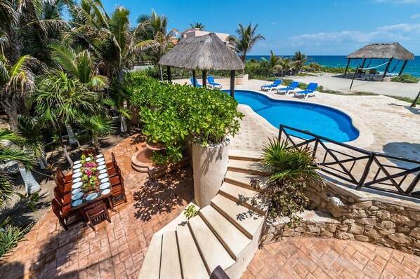 Property view from the main house balcony - Casa Iguana 4 bedroom Akumal Mexico Vacation Rental (2 structures) Main and Guest house