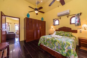 Master Queen Bedroom Main house upper level - Casa Iguana 4 bedroom Akumal Mexico Vacation Rental (2 structures) Main and Guest house